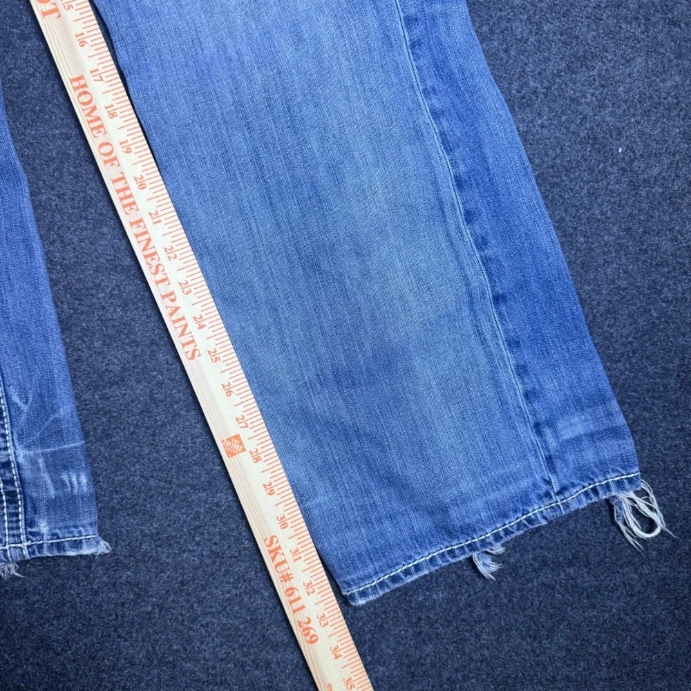 Baggy BKE Tyler Jeans Mens 31x31 Blue Distressed Boot Leg Contrast Stitch Denim